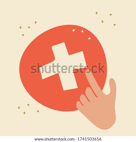 Add to playlist cartoon icon. Vector sketchy sign button, add photo symbol for social media networks. 