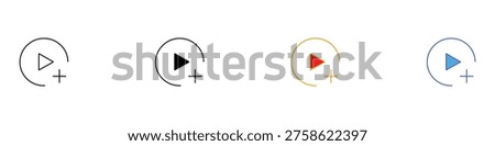 Add to playlist media player button. Creative video content play and library collection symbol. Vector Illustration.
