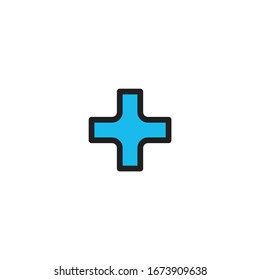 Add plus cross icon. Addition math sign. Medical health symbol. Stock Vector illustration isolated on white background.