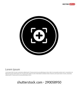 Add Plus Icon - abstract logo type icon - black circle background. Vector illustration
