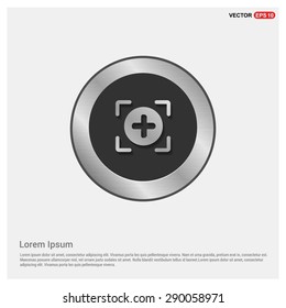 Add Plus Icon - abstract logo type icon - Realistic Silver metal button abstract background. Vector illustration