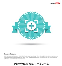 Add Plus Icon - abstract logo type icon - Retro vintage badge and label turquoise background. Vector illustration