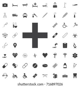 Add plus Icon black icon on the white background medicine, medical set Flat vector illustration.