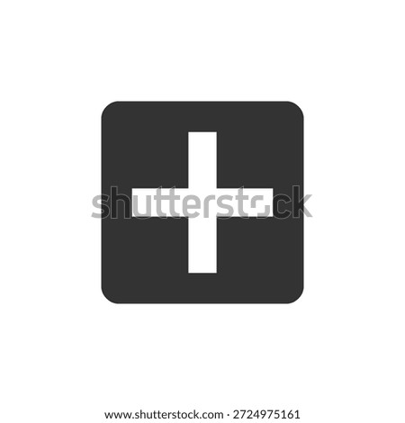 Add plus icon in glyph style for user interface elements. Suitable for add, create, new, and increase actions in mobile apps and web applications.