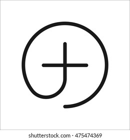 Add plus symbol sign one line icon on background
