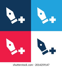 Añadir punto azul y rojo cuatro colores mínimo conjunto de iconos