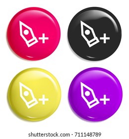 Add Point multi color glossy badge icon set. Realistic shiny badge icon or logo mockup