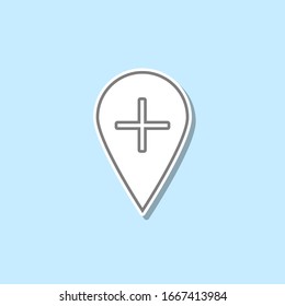 Agregue un punto en el icono de la etiqueta adhesiva del mapa. Línea delgada simple, contorno vectorial de iconos web para ui y ux, sitio web o aplicación móvil