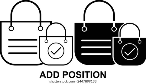 Add position Black and White icon set. Editable Set of Delivery and Logistics web icons in line and fill style. High quality business icon set of Logistics