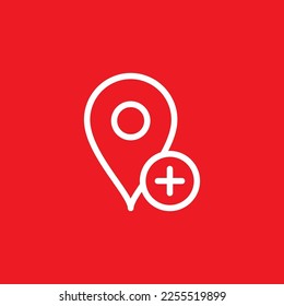 Agregar icono de línea de posición, recurso gráfico de interfaz de aplicación e ilustración vectorial.