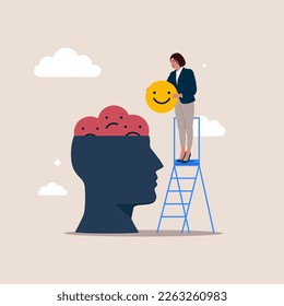 Add positive thoughts to negative people. Modern vector illustration in flat style