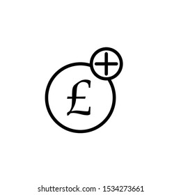 Add Pound icon. Flat grey iconic symbol inside a blue rounded rectangle. Black, green, blue color variants of Add Pound vector. Designed for web and application user interface.