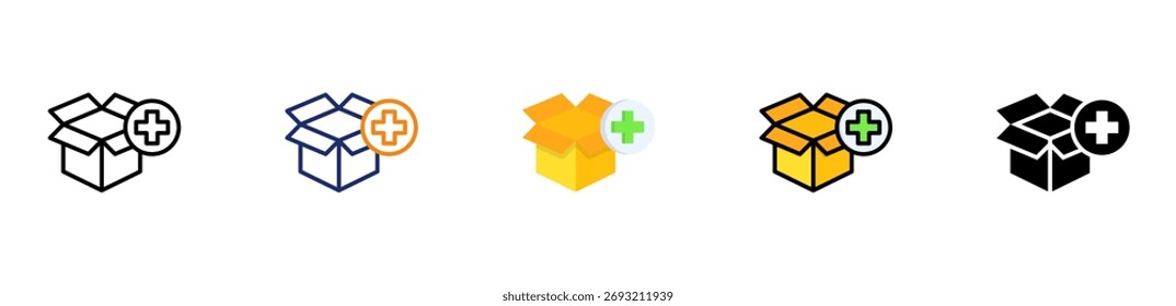 Adicionar ícone do produto Ilustração de vetor de vários estilos