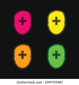 Add Profile User four color glowing neon vector icon