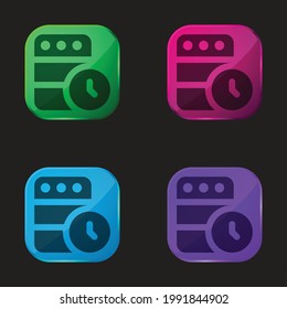 Add To Queue four color glass button icon