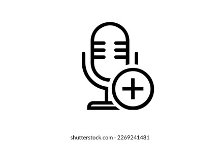 add record vector icon outline style black and white background, Music industry icon, podcast icon
