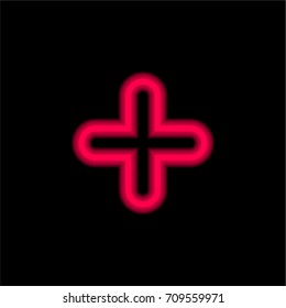 Add red glowing neon ui ux icon. Glowing sign logo vector