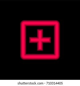 Add red glowing neon ui ux icon. Glowing sign logo vector
