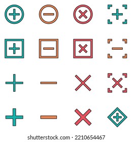 Add and Remove Filled Line Icon Set