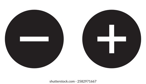 Add and remove round button icons. Plus minus circular web element icon vector illustration eps File