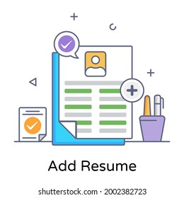 Add resume to the hr website, flat vector