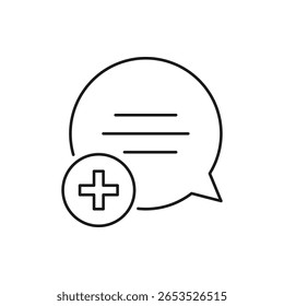 Adicionar revisão, ícone de comentário de entrada design isolado no fundo branco. Ilustração vetorial