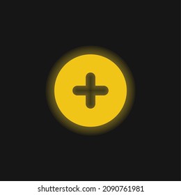 Add Round Button yellow glowing neon icon