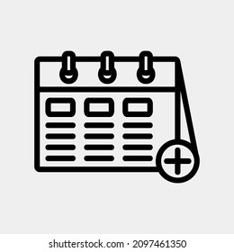 Agregar ilustración vectorial de icono de planificación en estilo de línea sobre calendario y fecha, usar para presentación de aplicación móvil del sitio web