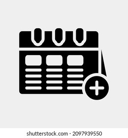 Agregar ilustración vectorial de icono de planificación en un estilo sólido sobre calendario y fecha, usar para presentación de aplicación móvil del sitio web