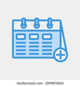 Add schedule icon vector illustration in blue style about calendar and date, use for website mobile app presentation