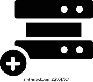 Add Server Icon With Glyph Style, Networking Sign And Symbol Isolated On White Background