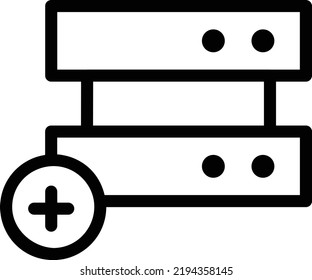 Add Server Icon With Outline Style, Networking Sign And Symbol Isolated On White Background