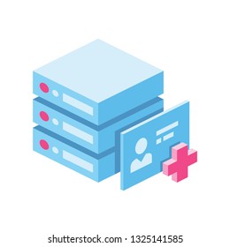 Add server user 3d vector icon isometric pink and blue color minimalism illustrate