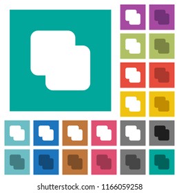 Add shapes multi colored flat icons on plain square backgrounds. Included white and darker icon variations for hover or active effects.