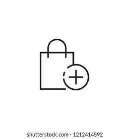 add to shopping bag thin line icon on white background