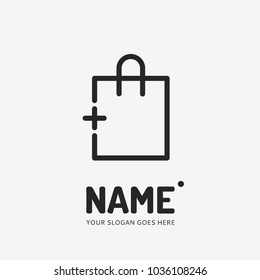 Add shopping bag. Vector logo design. Business concept icon.