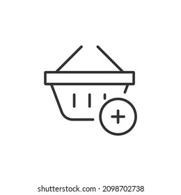 add shopping basket editable stroke icon, vector icon