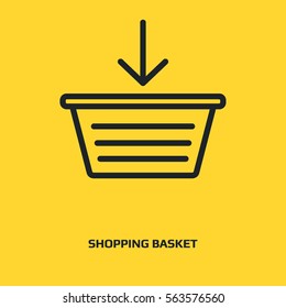 Add to shopping basket line vector icon. On line shop sign line icon. Web store purchase symbol.