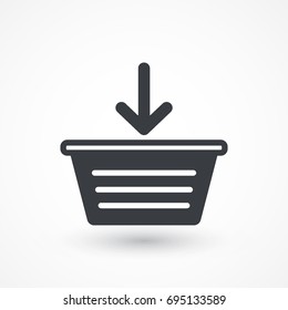 Add to shopping basket line vector icon. On line shop sign. Web store purchase symbol
