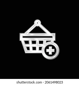 Add To Shopping Basket silver plated metallic icon