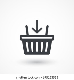 Add to shopping basket vector icon. On line shop sign. Web store purchase symbol