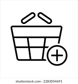 Añadir al icono de la línea vectorial de la cesta de compras