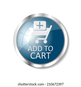 Add to shopping cart blue  button or icon vector illustration