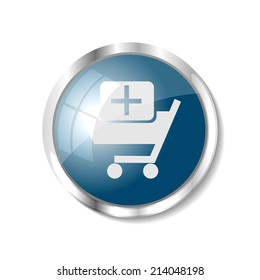 Add to shopping cart blue  button or icon vector illustration