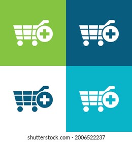Add To Shopping Cart E Commerce Symbol Flat four color minimal icon set