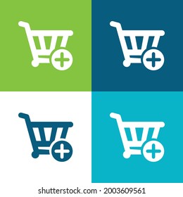 Add To Shopping Cart Flat four color minimal icon set
