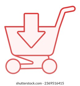 Add to shopping cart flat icon. Market trolley red icons in trendy flat style. Cart and arrow gradient style design, designed for web and app. Eps 10