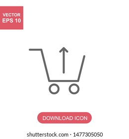 Add to Shopping Cart icon with up arrow. graphic vector isolated on white background