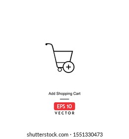 Add Shopping Cart Icon. Ecommerce Isolated On White Background. With Line Style. Buy and Sell Icon. EPS10 - Vector