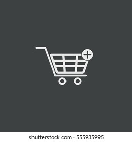 add  shopping cart icon isolated on black background